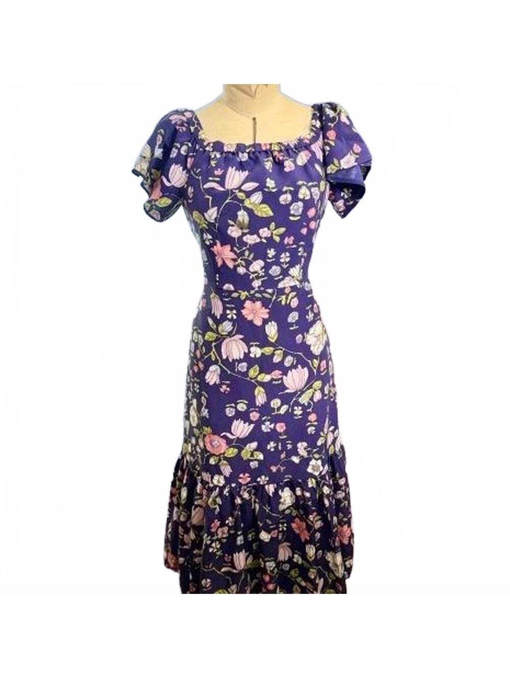 Rebecca Taylor Purple Floral Midi Dress